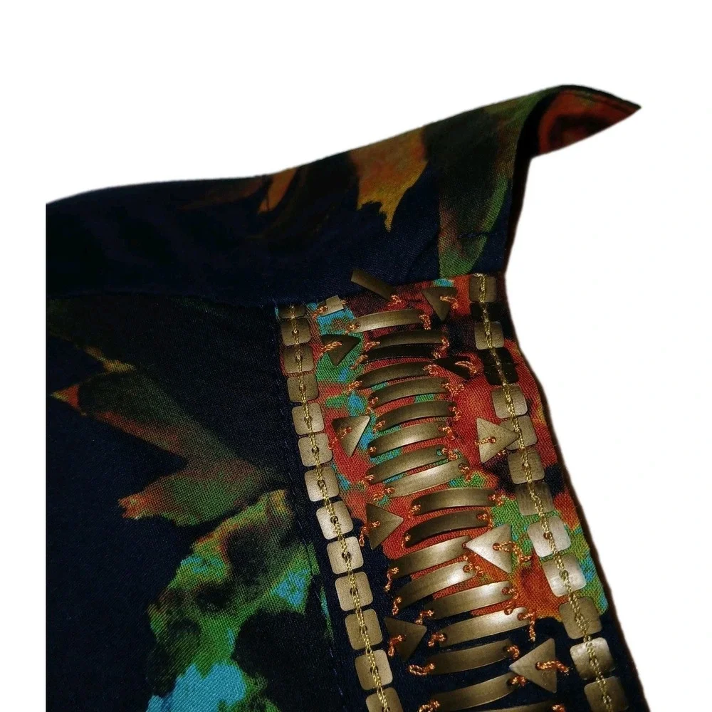 Kate Landry Tropical Dress XL Blue Women Pineapple Hawaii Resort Vacation Fruit